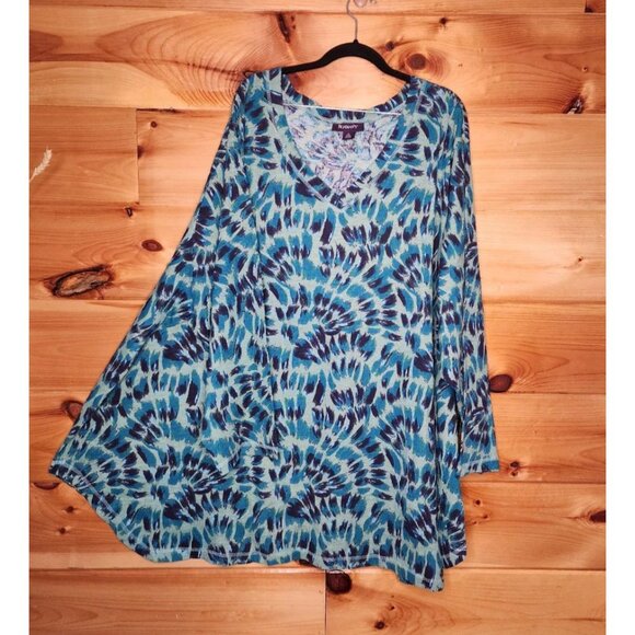 Roaman's Women's Plus Size 6X Thermal Waffle Top Shirt Henley Tunic - Picture 6 of 8